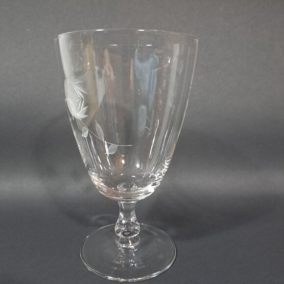 Romance Rose by Fine Arts Rose Floral Etched Stemmed Water Goblet Glass Iced Tea - Picture 11 of 11